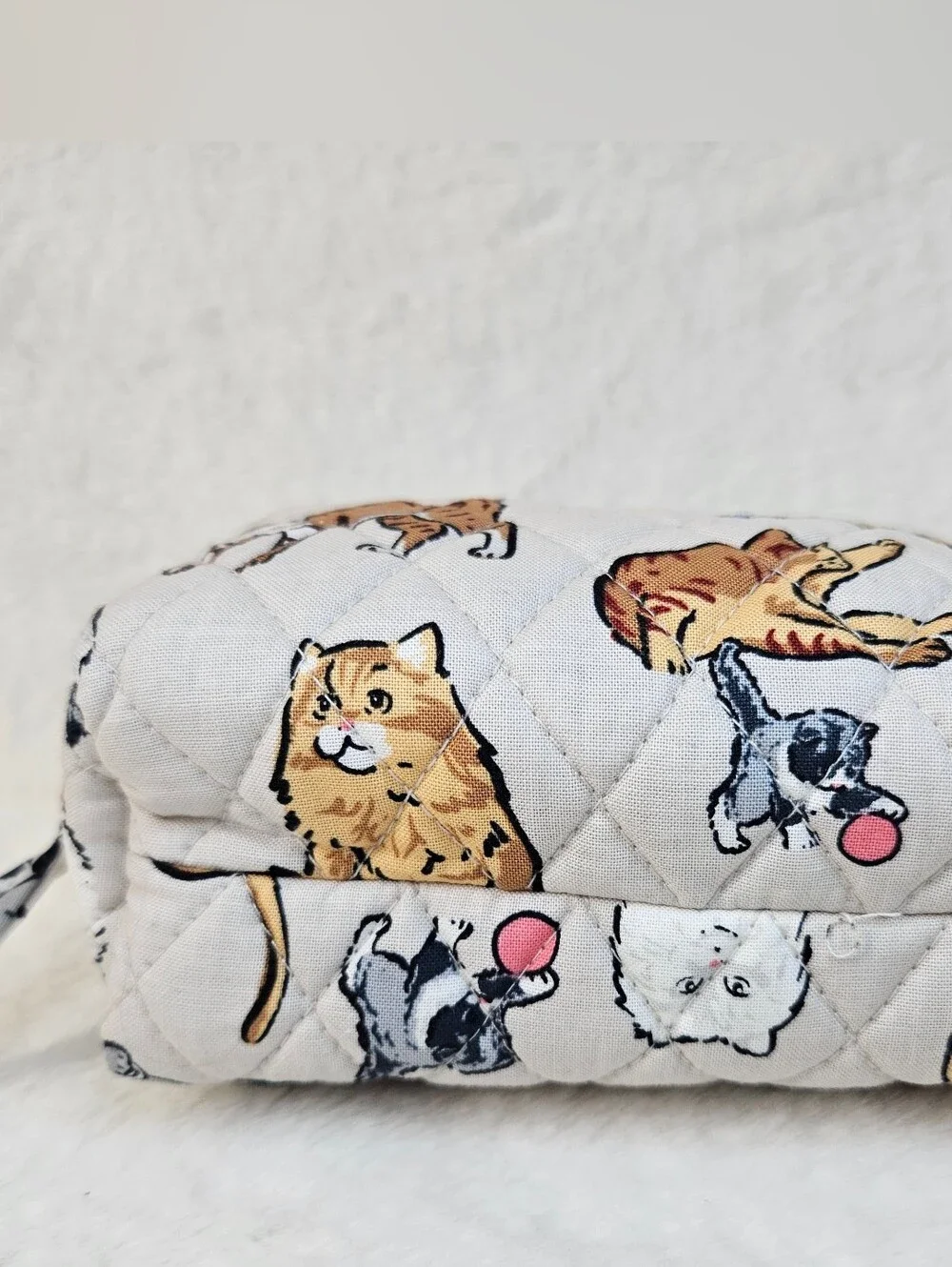 Vera Bradley A Cat's Life Print Quilted Essential Cosmetic